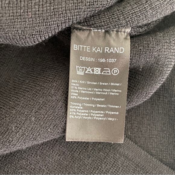 Bitte Kai Rand Classic Merino Wool Blend Black Fringe Turtleneck Sweater Small - Picture 8 of 9